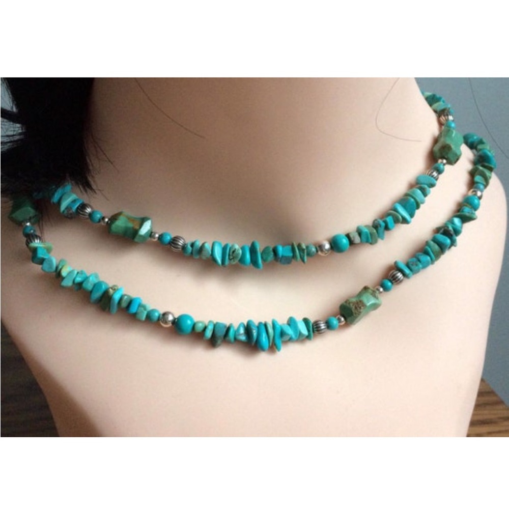 Turquoise sterling silver necklace bracelet set